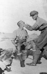 Jack Morten Shaving in the Desert, 1916
